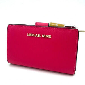 Michael Kors Medium Bifold Zip Chain Wallet Electric Pink
